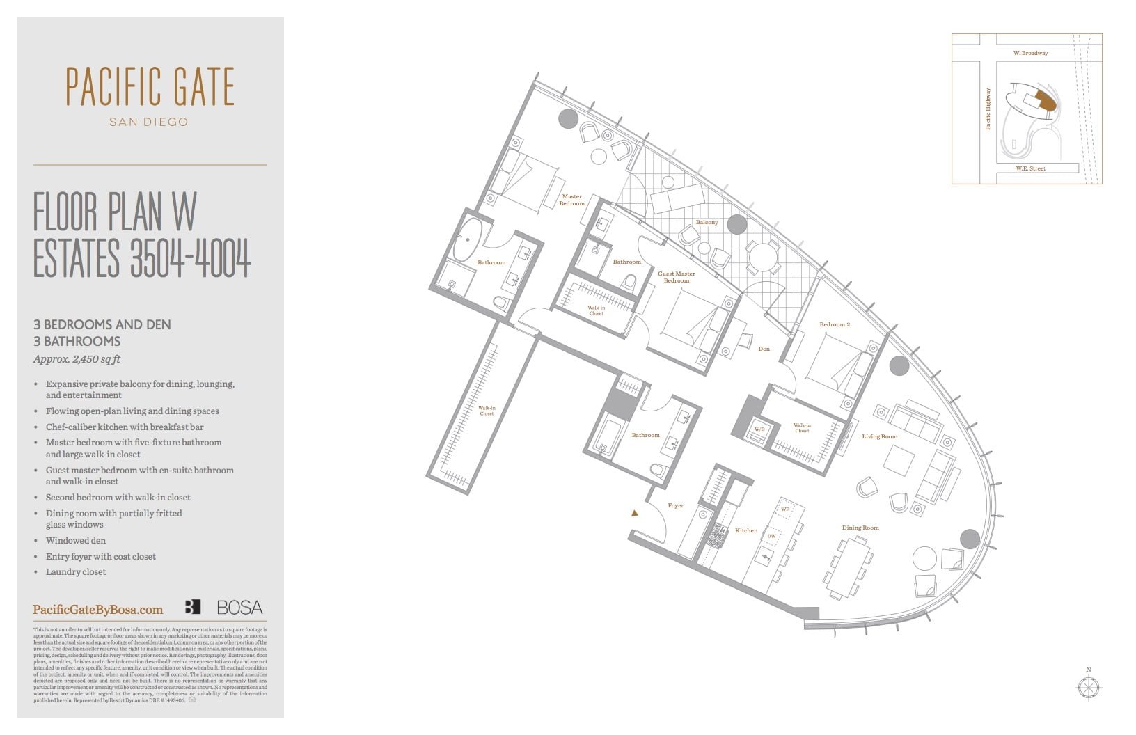 Floor Plan for penthouse 04 at Pacific Gate San Diego