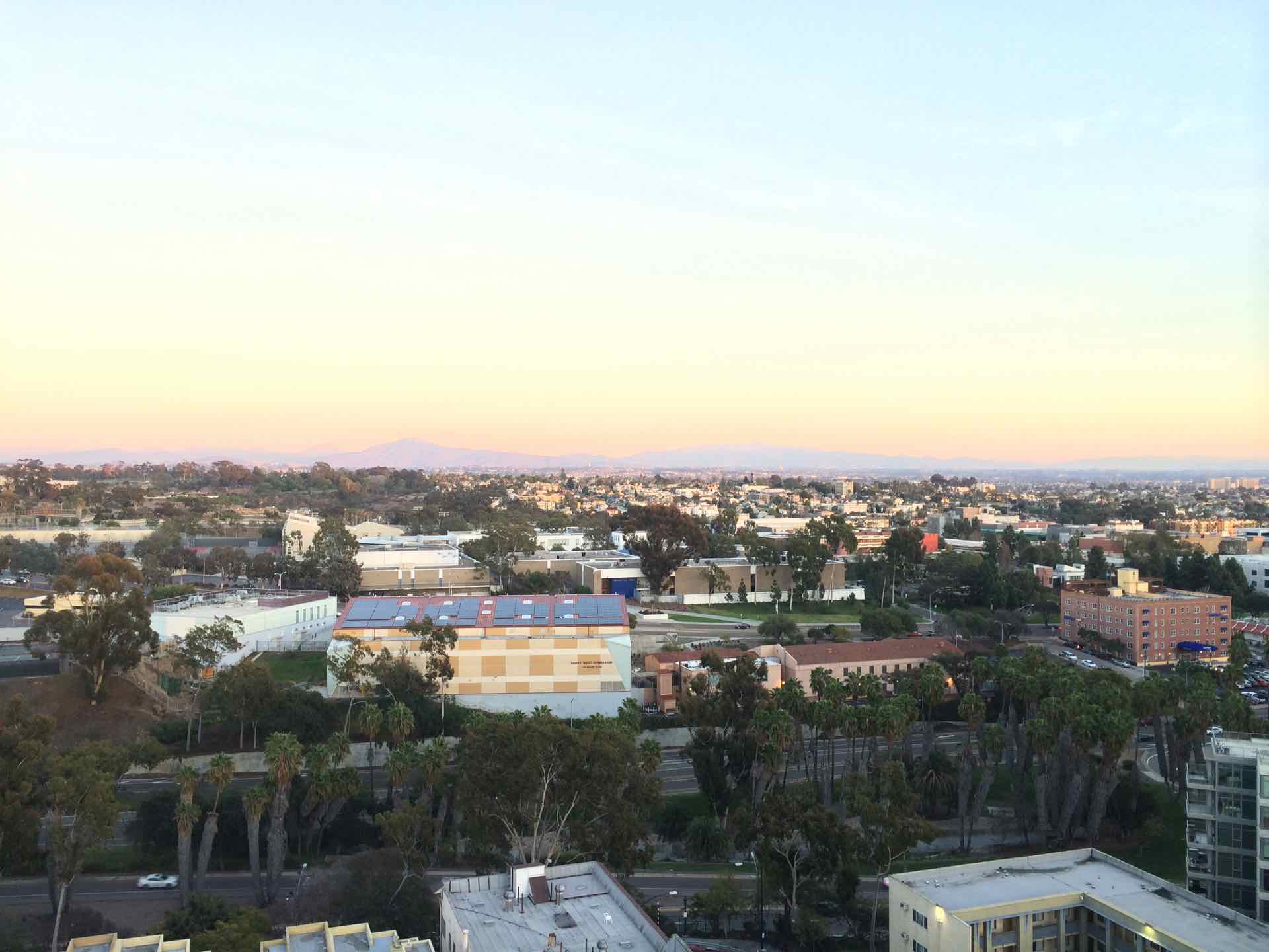 Eastern views of the mountains in downtown San Diego