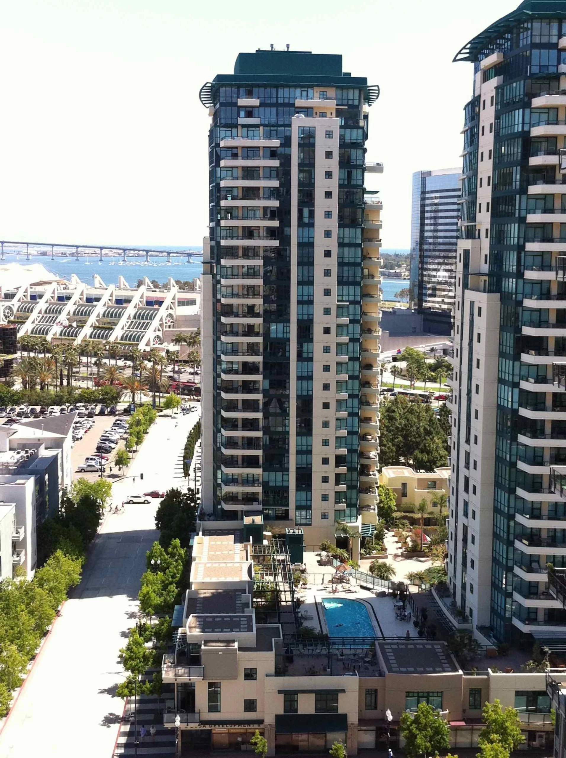 Two condo towers in downtown San Diego Marina
