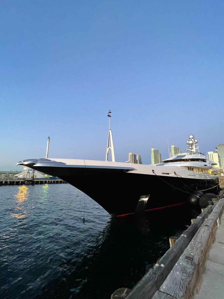 Mega Yacht at the Broadway Pier Mega yacht docked in the San Diego bay