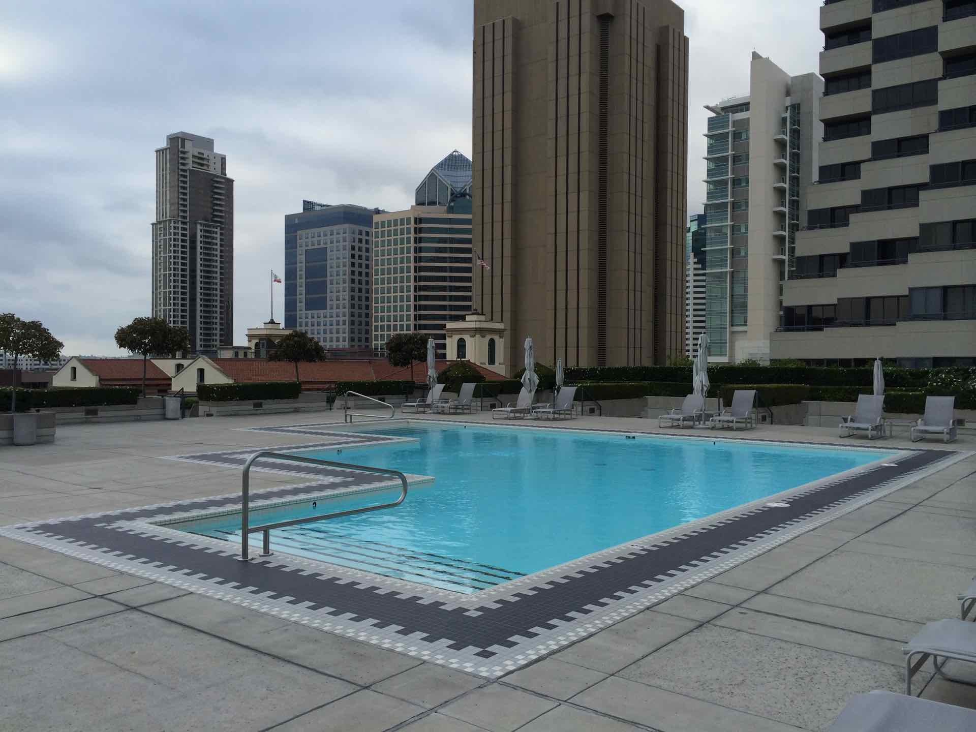 Pool Deck at Meridian condominium building in San Diego