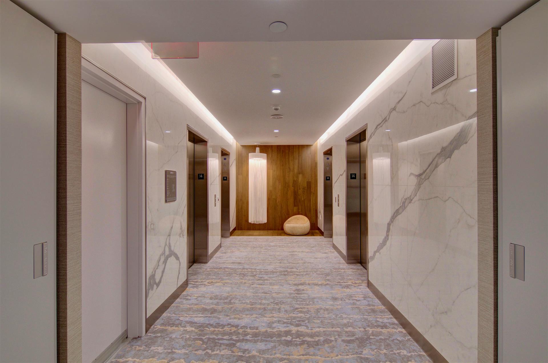 Marble details on residential building's common area hallways