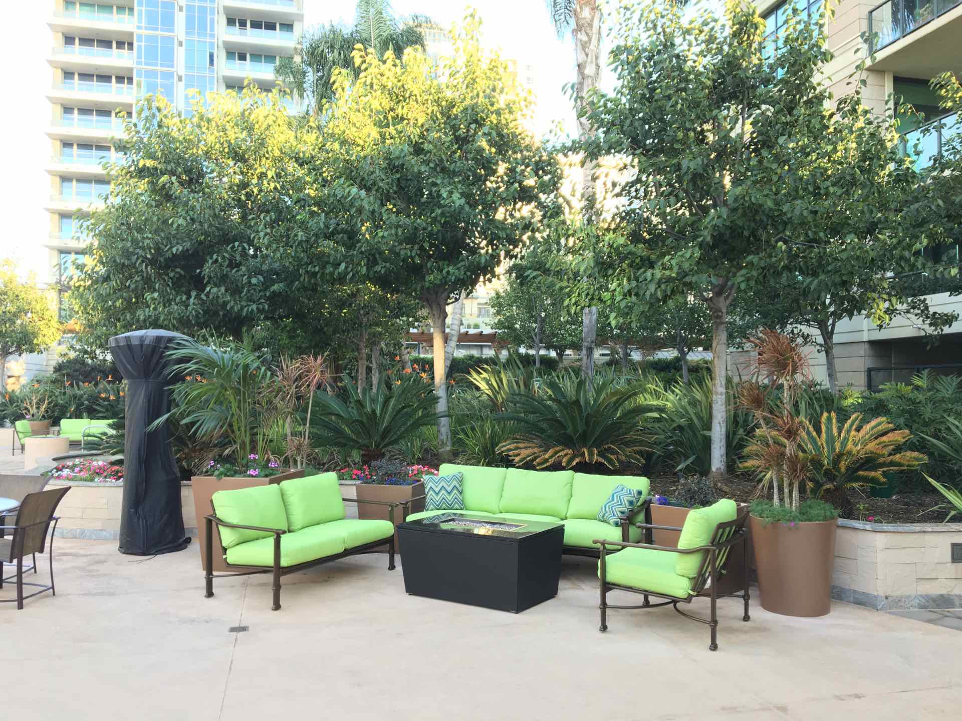 Outdoor seating lounge area in north tower