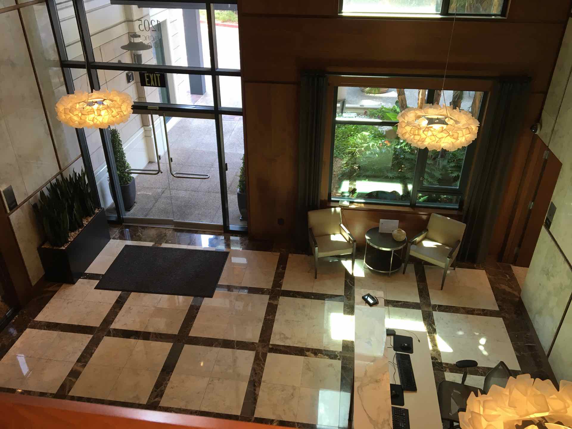 North tower lobby seen from second floor atrium