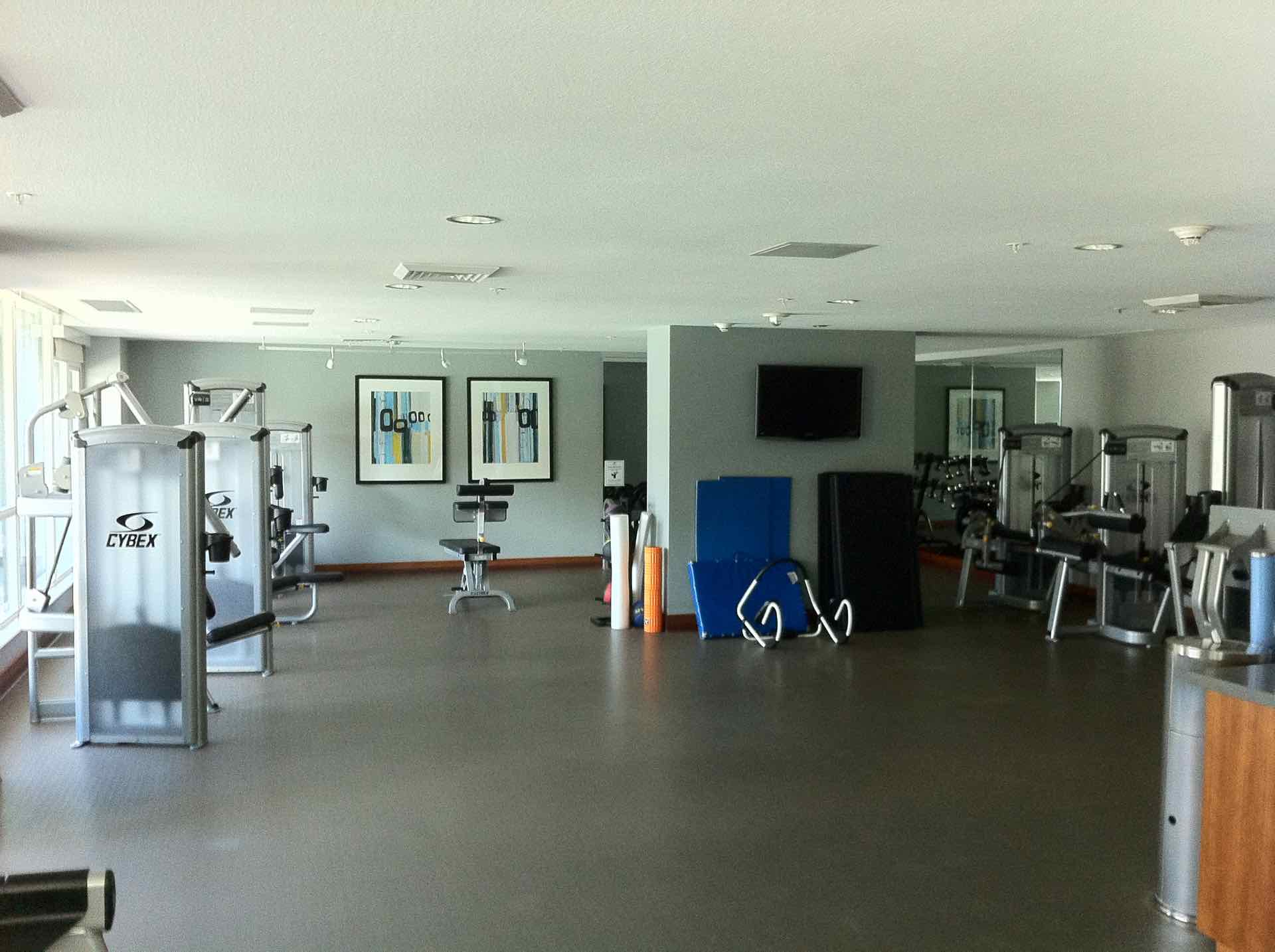 Fitness center with weight training equipment in San Diego gym