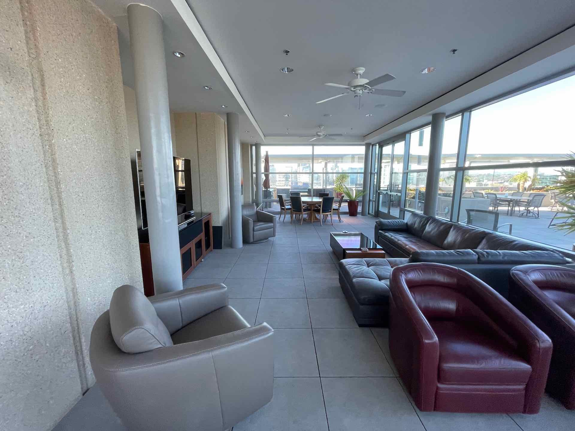 Community lounge room in downtown San Diego high rise condo tower